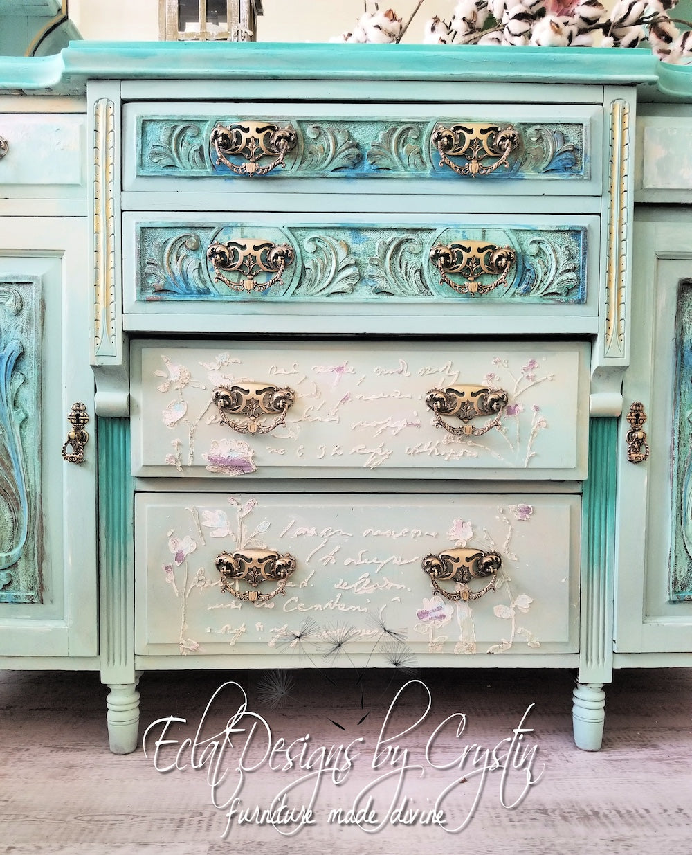 Raised Stencils on Furniture