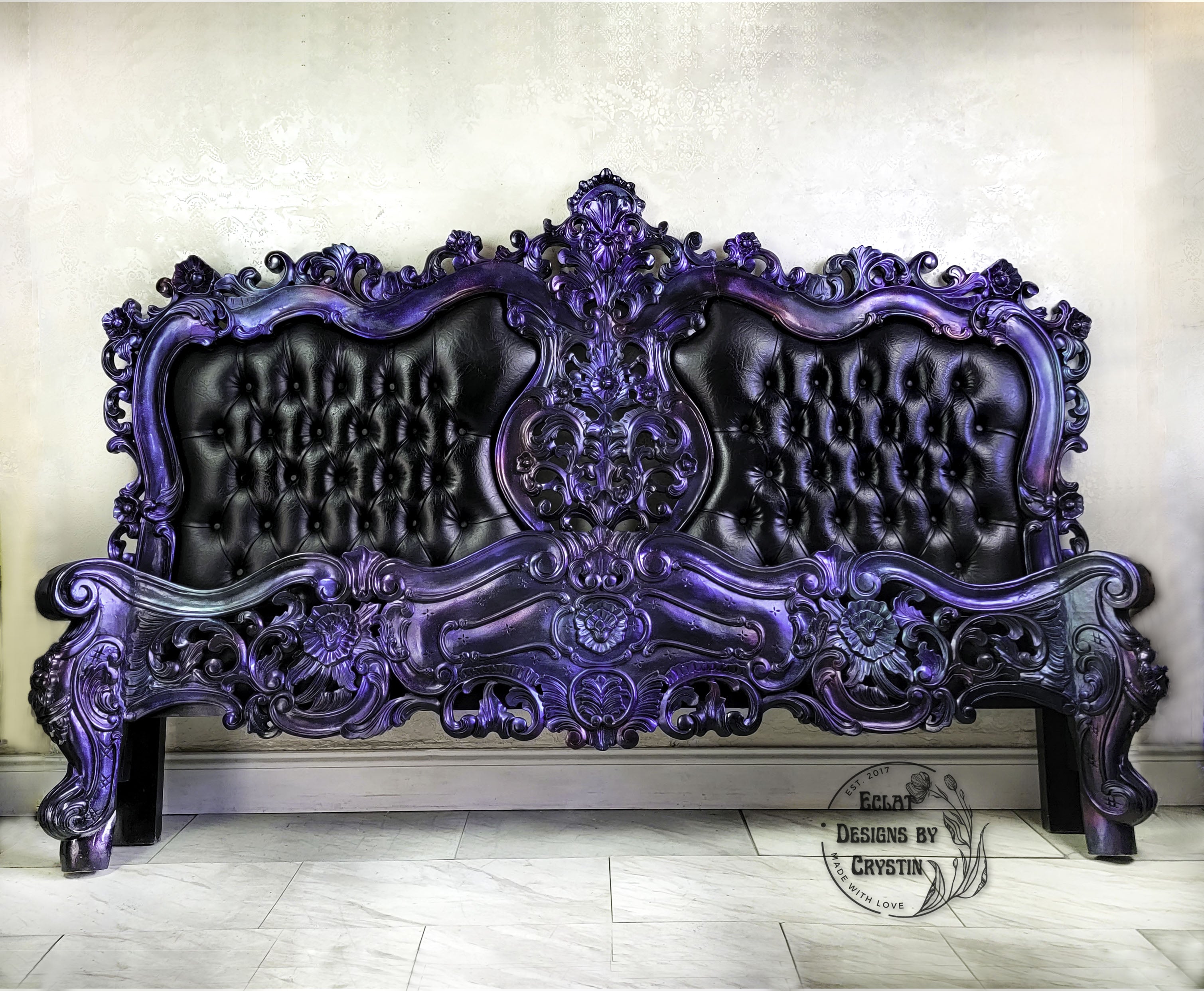 Gothic Carnival Glass Mermaid King Bedframe
