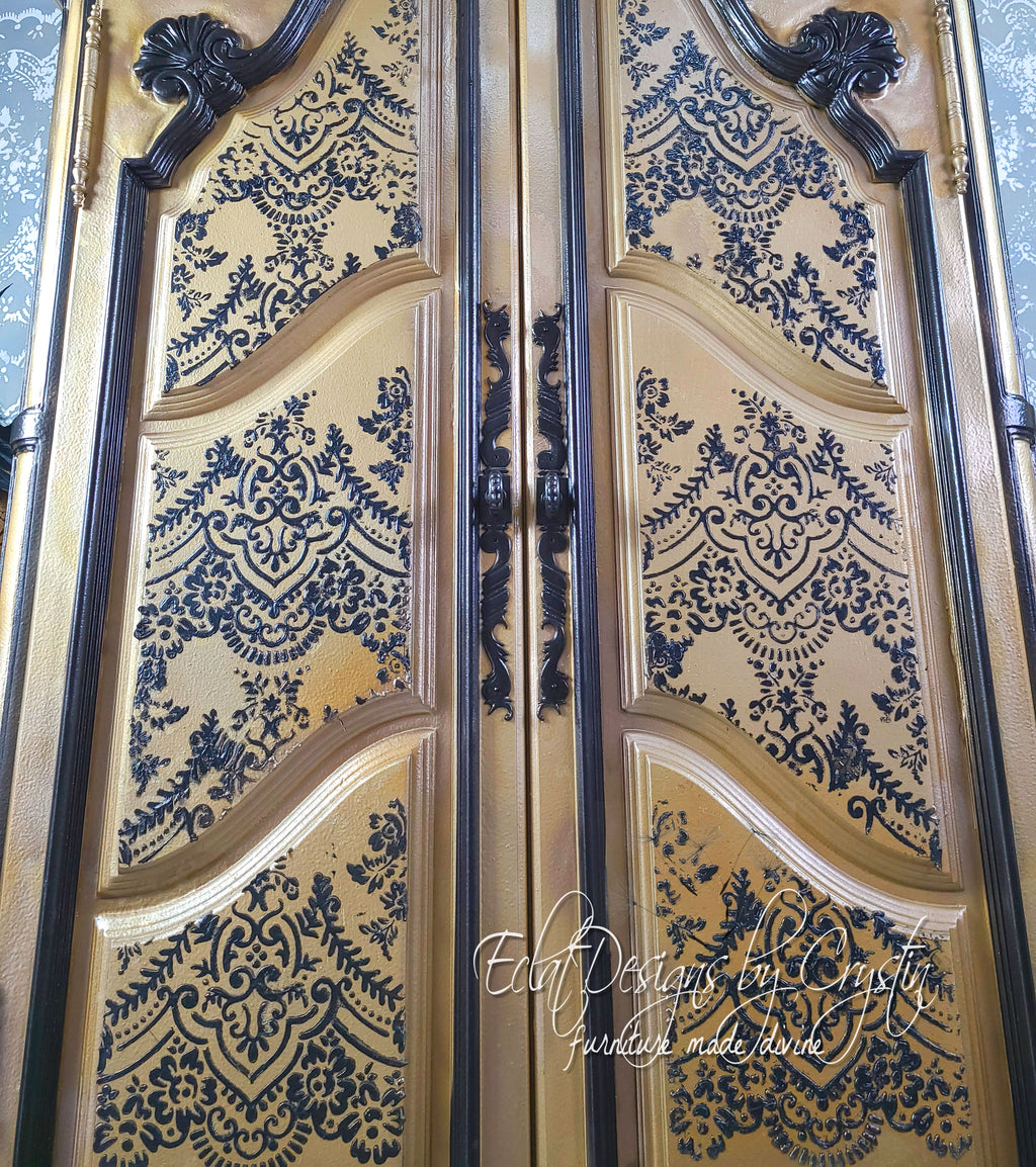 Painted Armoire in Victorian Gothic Style