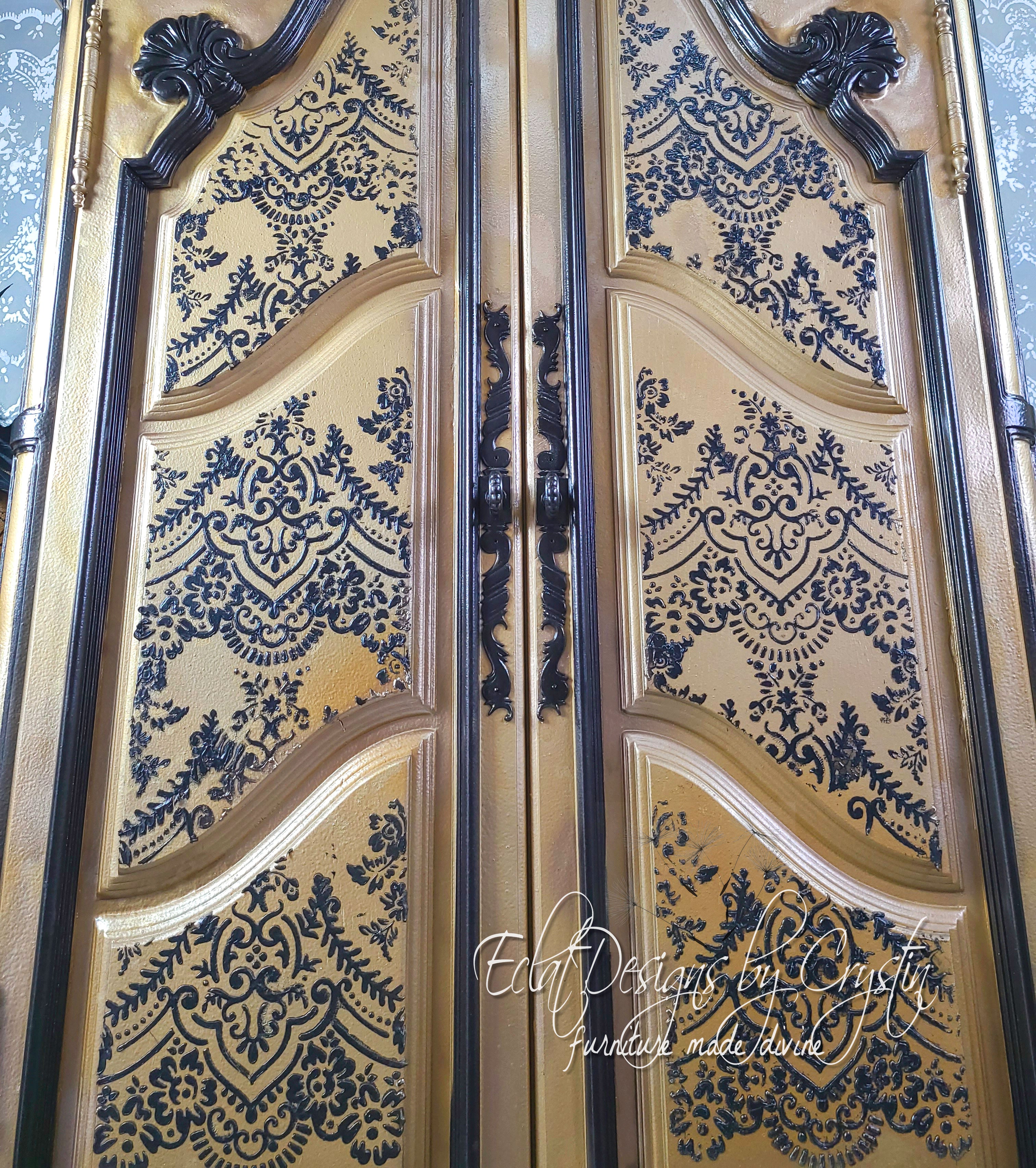 Painted Armoire in Victorian Gothic Style