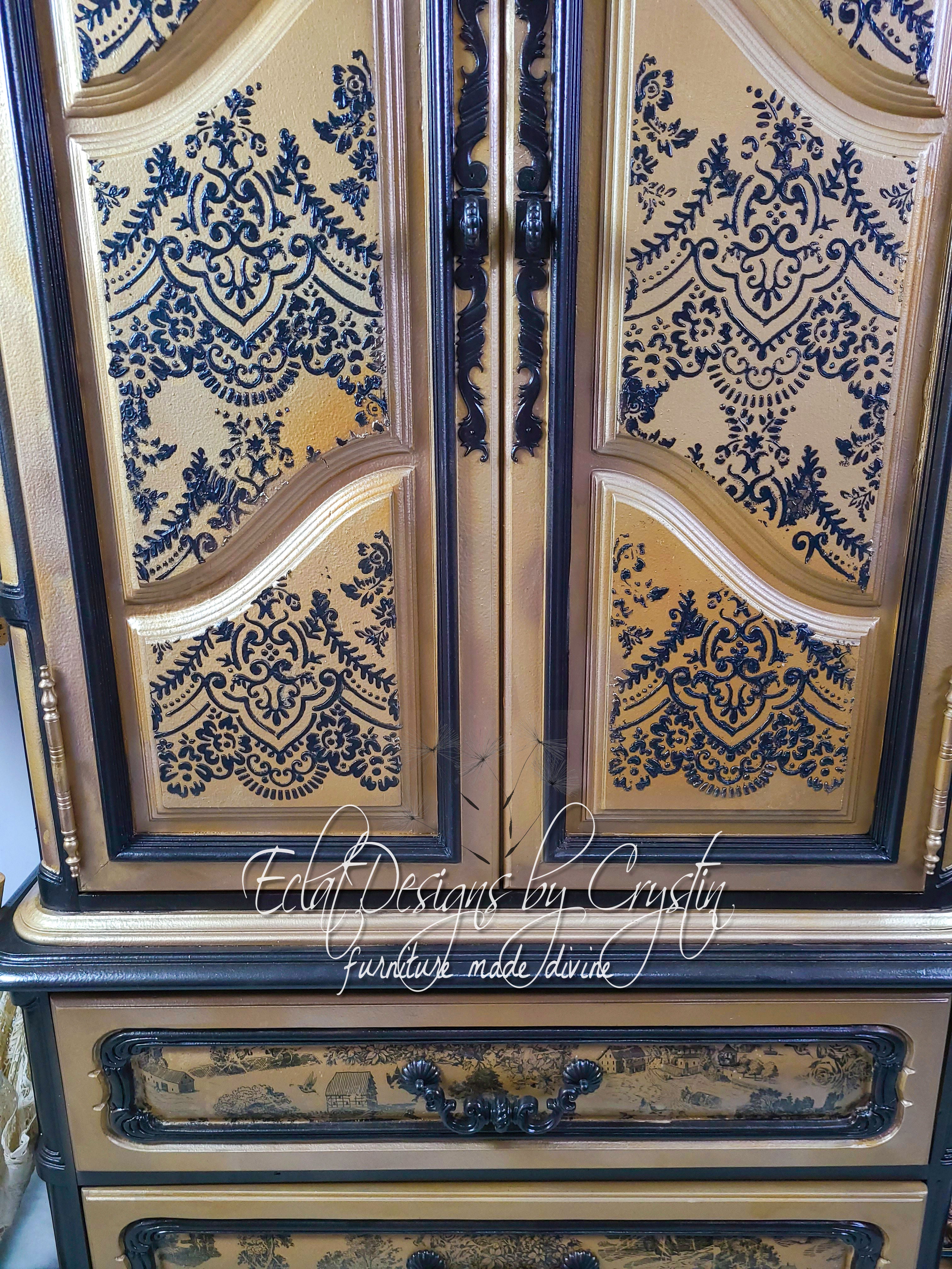 Painted Armoire in Victorian Gothic Style