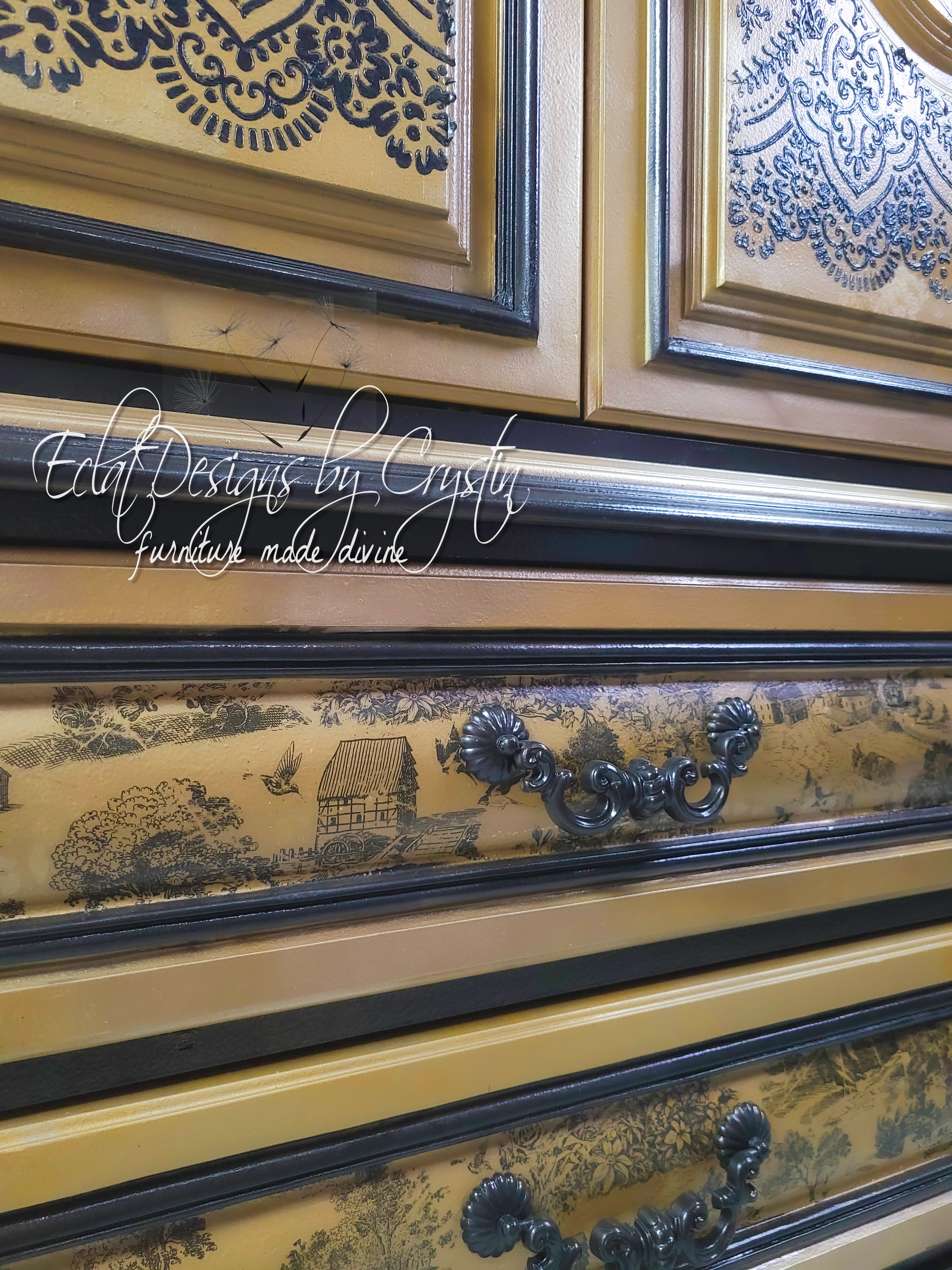 Painted Armoire in Victorian Gothic Style