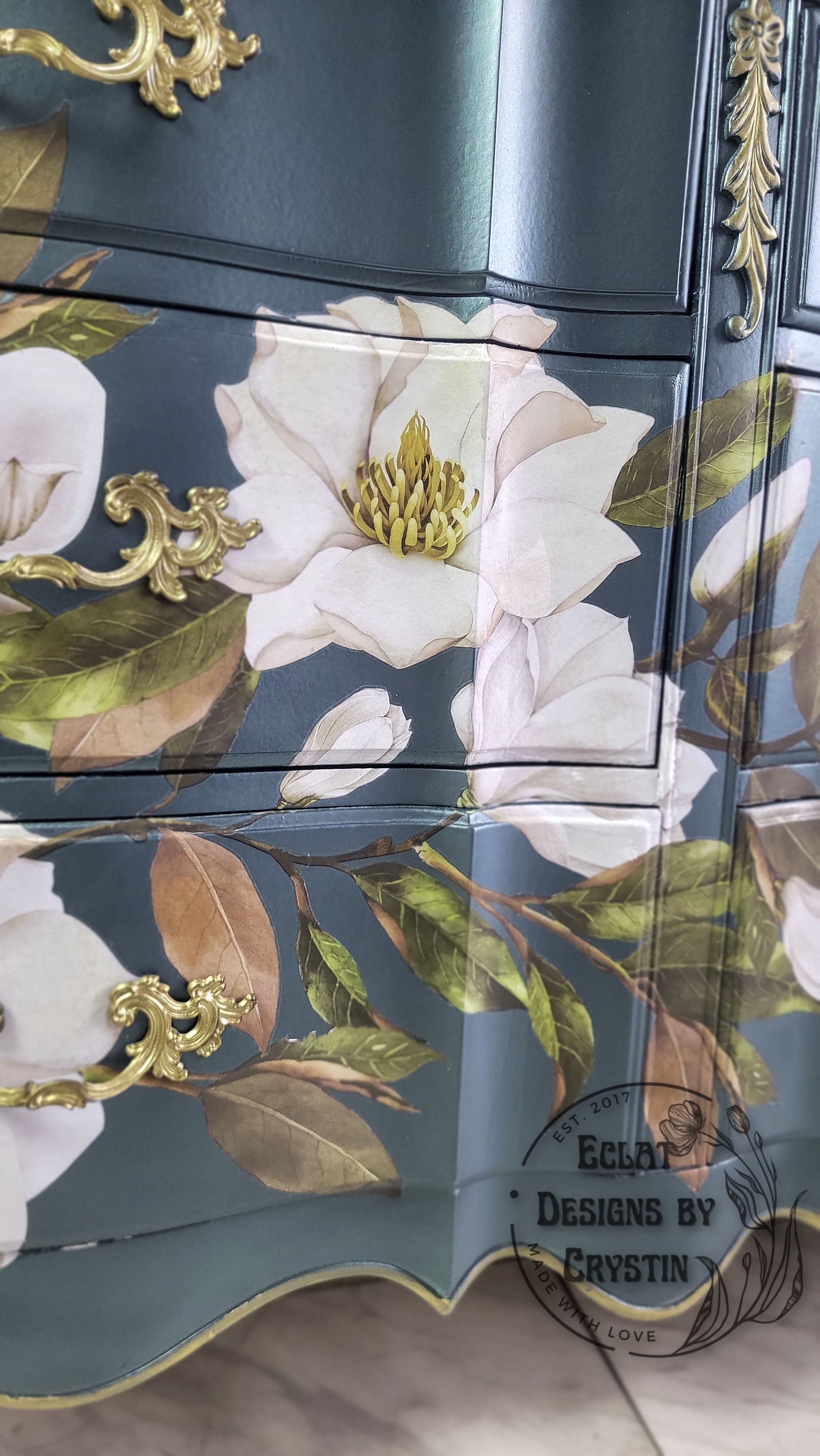 Custom Magnolia Teal French Provincial Dresser