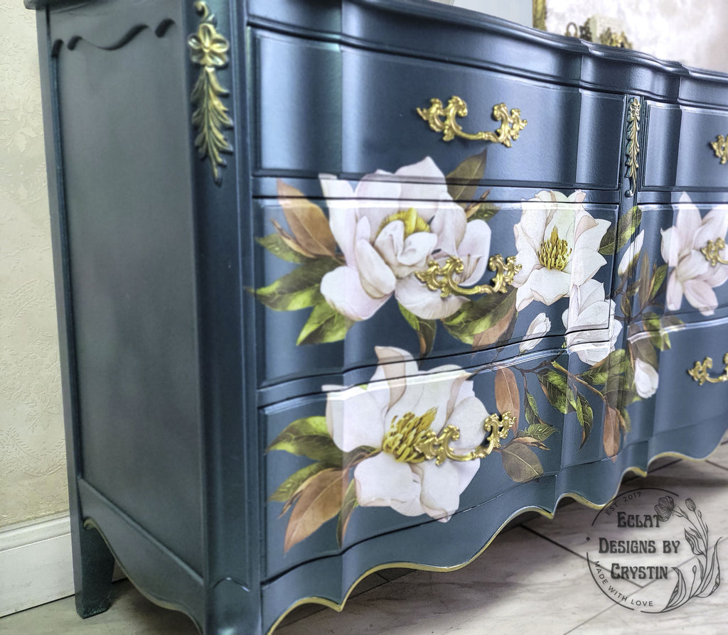 Custom Magnolia Teal French Provincial Dresser