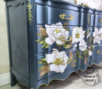 Custom Magnolia Teal French Provincial Dresser