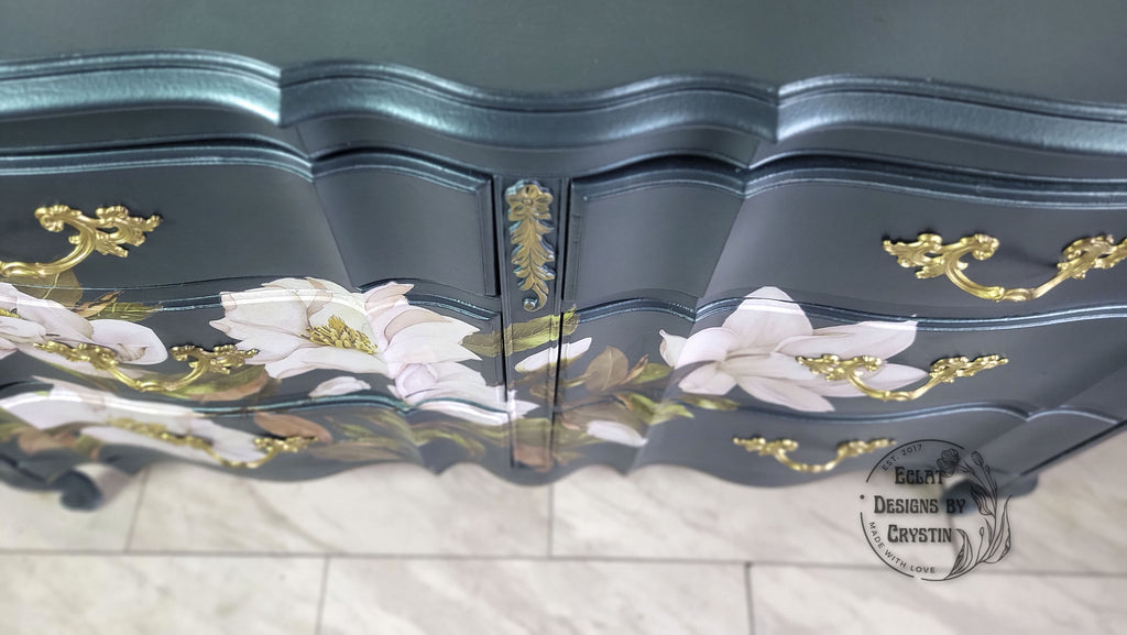 Custom Magnolia Teal French Provincial Dresser