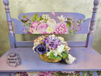 Purple Blossom Wood Bench with Storage