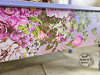 Purple Blossom Wood Bench with Storage