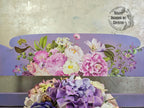 Purple Blossom Wood Bench with Storage