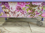Purple Blossom Wood Bench with Storage