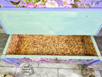 Purple Blossom Wood Bench with Storage