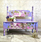 Purple Blossom Wood Bench with Storage