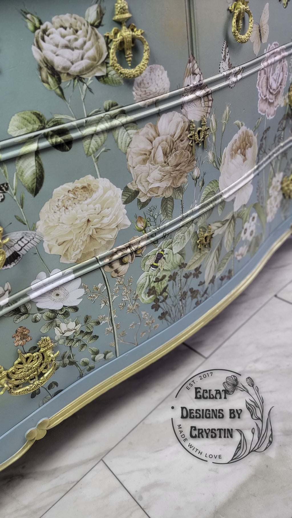 Vintage Botanical Floral Dresser