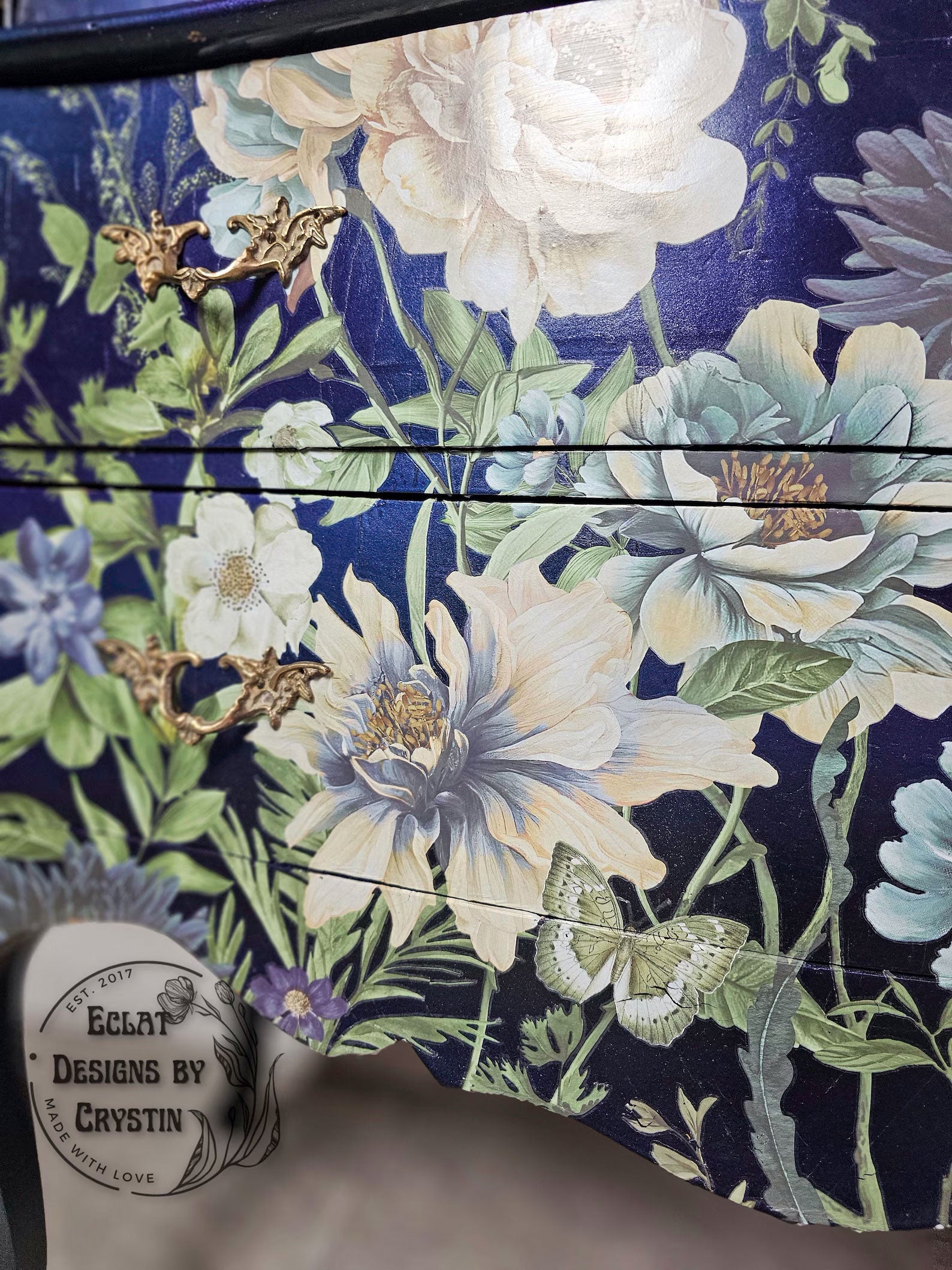Cerulean Blooms Secretary Desk