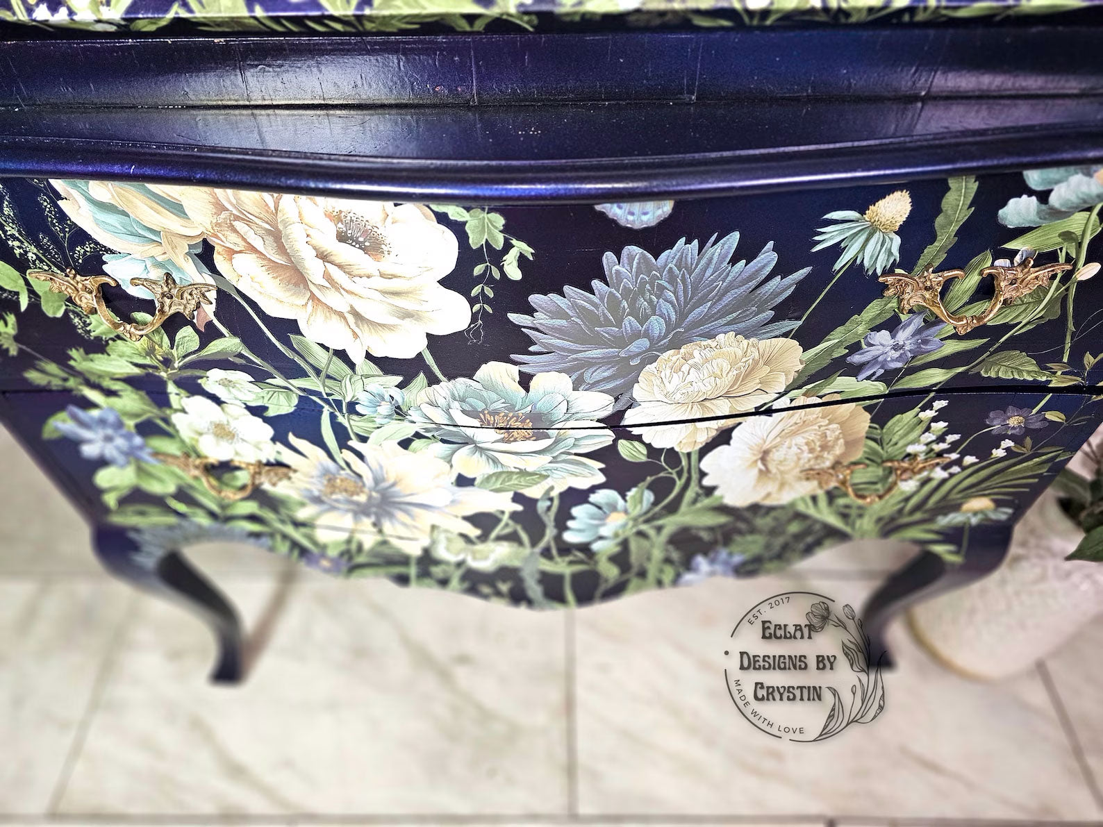 Cerulean Blooms Secretary Desk