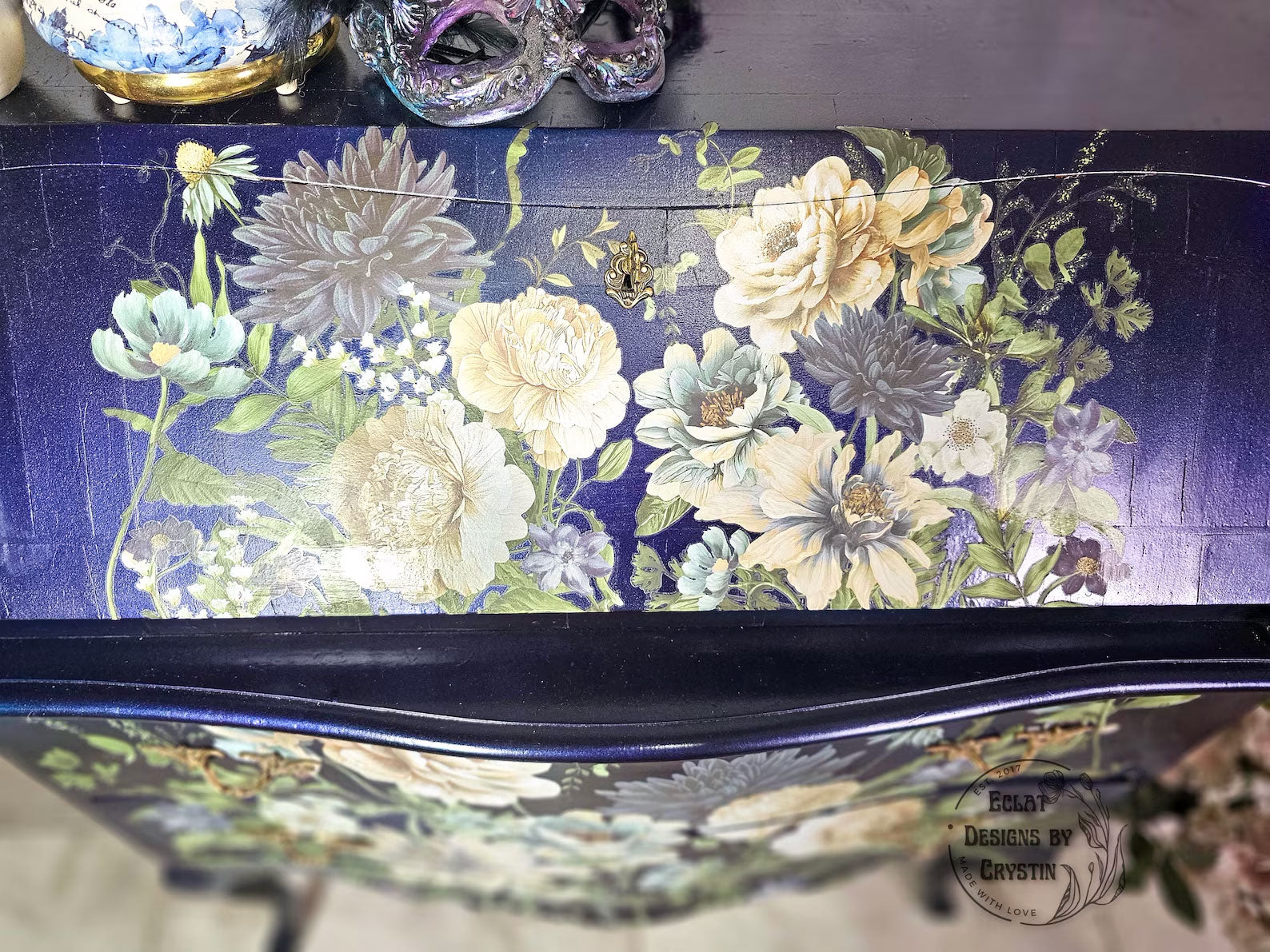 Cerulean Blooms Secretary Desk