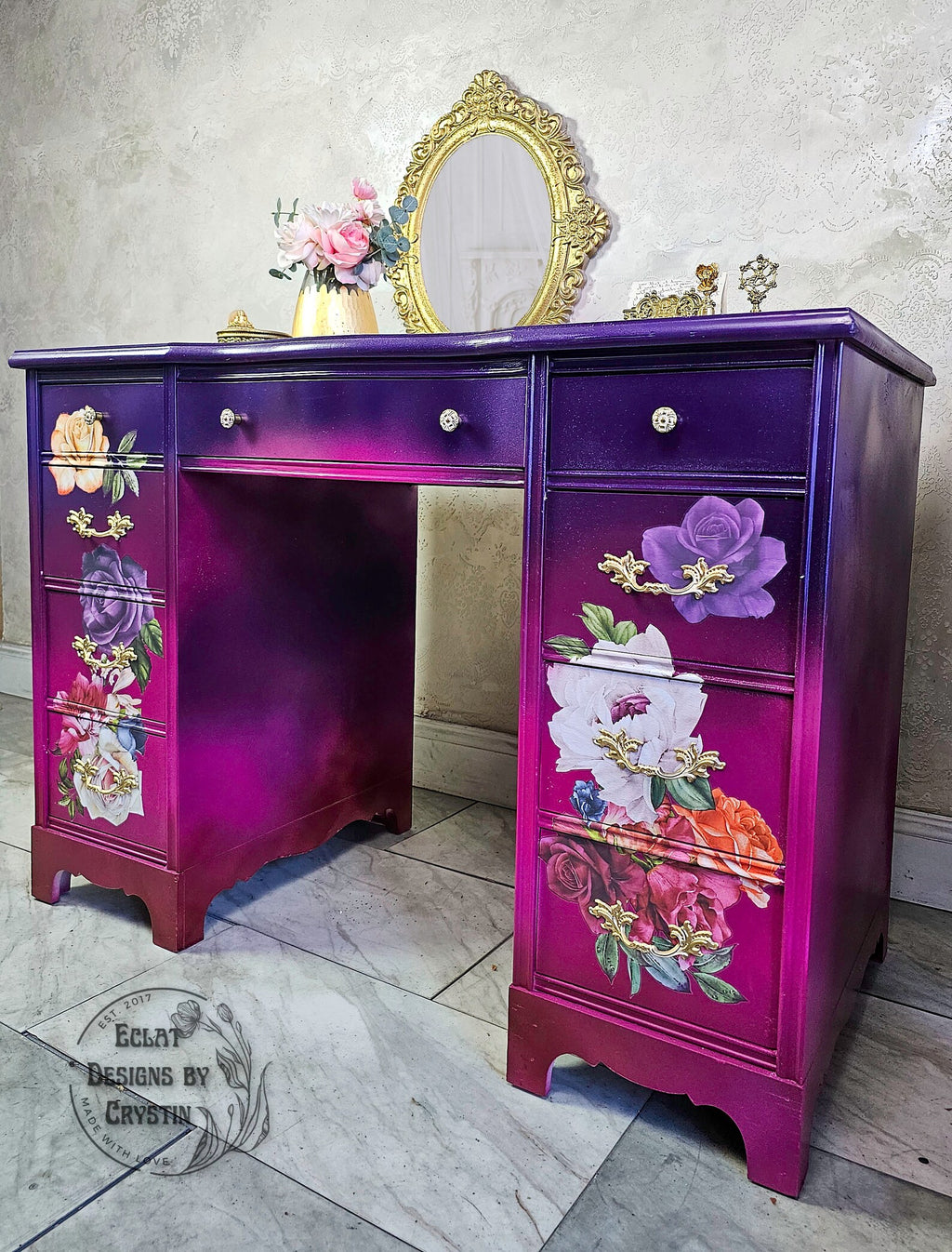 Fuchsia Ombre Office Desk