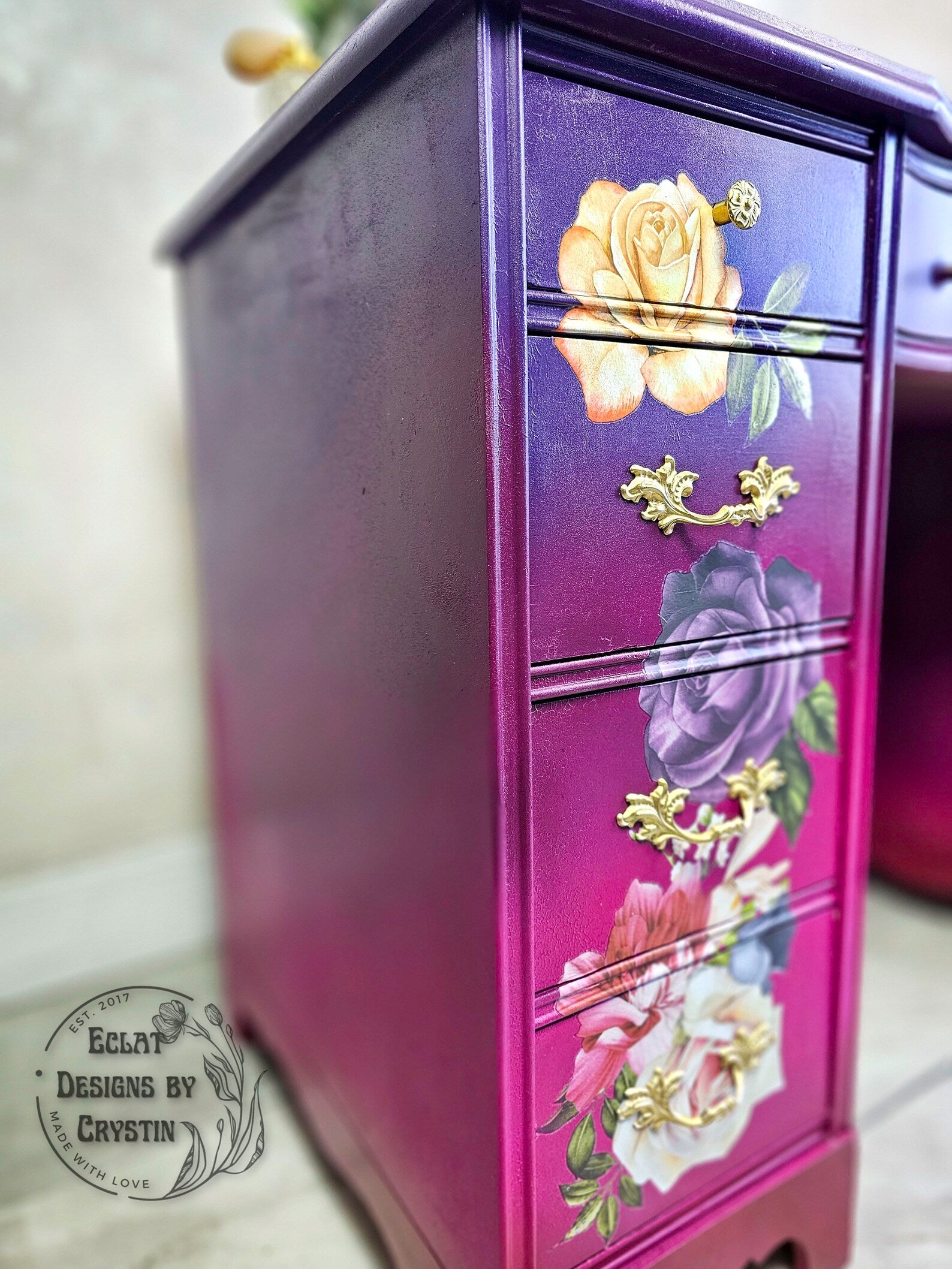Fuchsia Ombre Office Desk