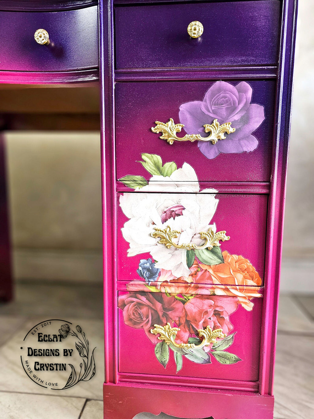 Fuchsia Ombre Office Desk