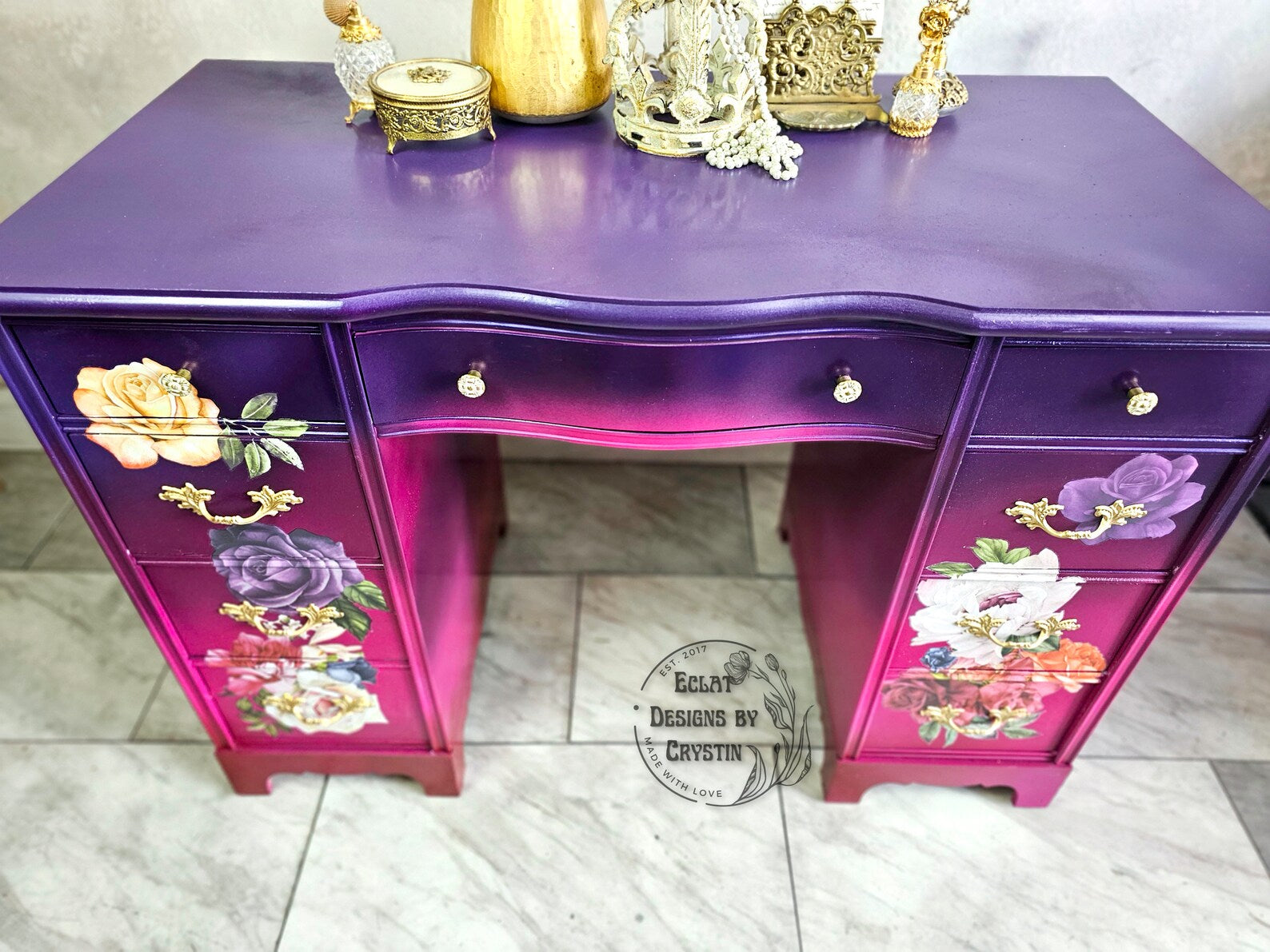 Fuchsia Ombre Office Desk