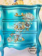 Gilded Floral Turquoise End Table