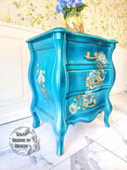 Gilded Floral Turquoise End Table