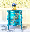 Gilded Floral Turquoise End Table