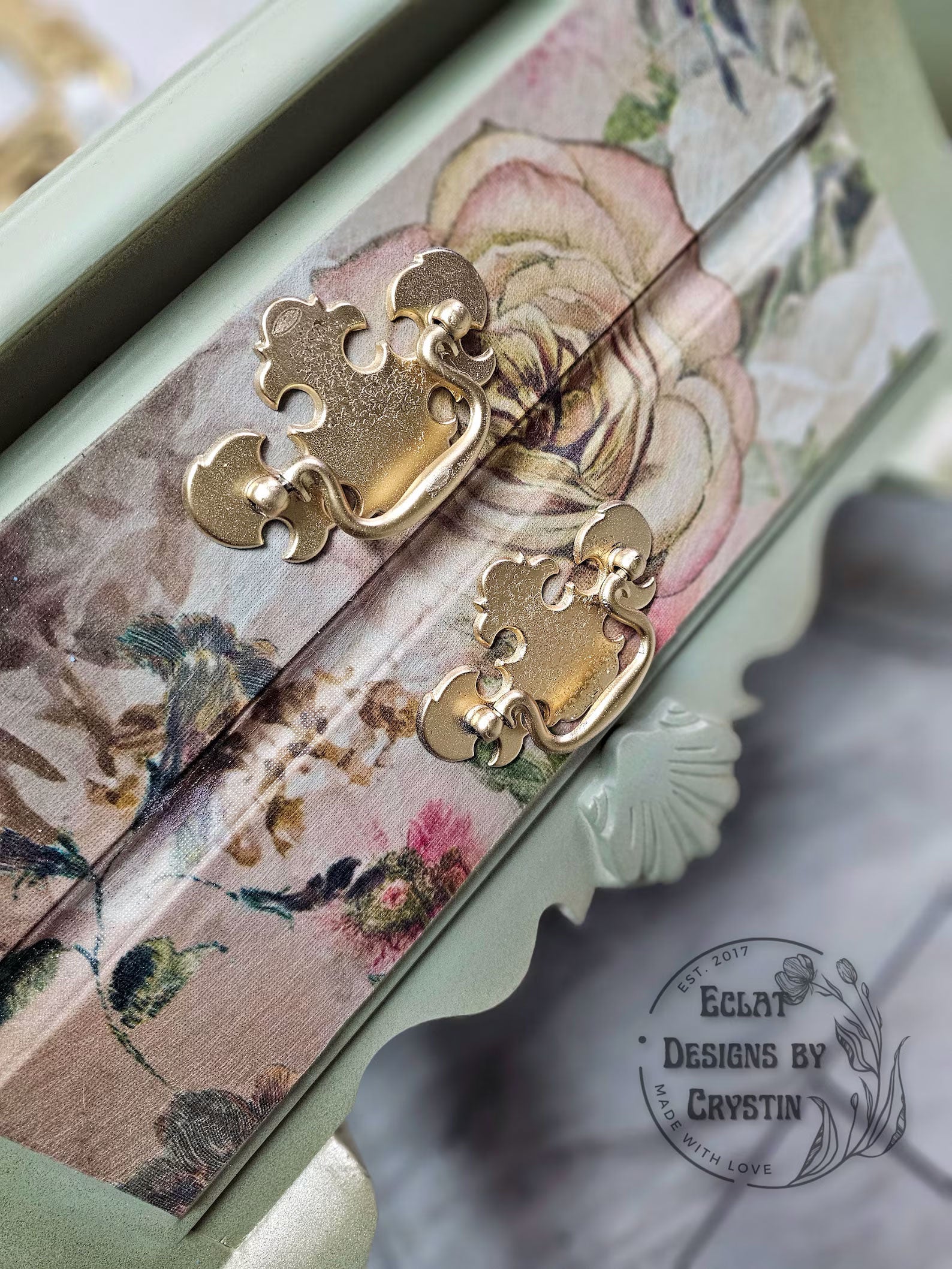Green Floral End Tables