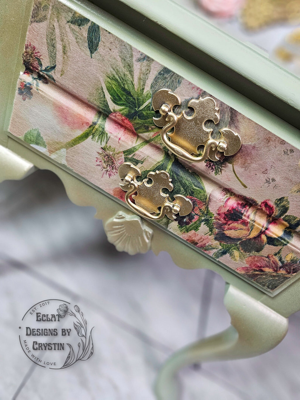 Green Floral End Tables