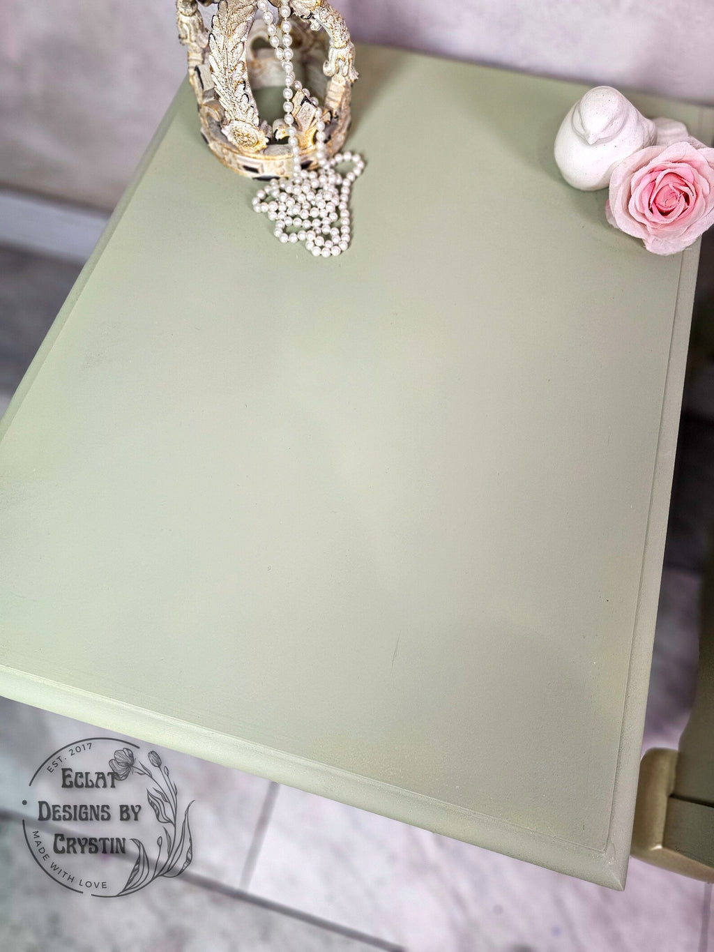 Green Floral End Tables