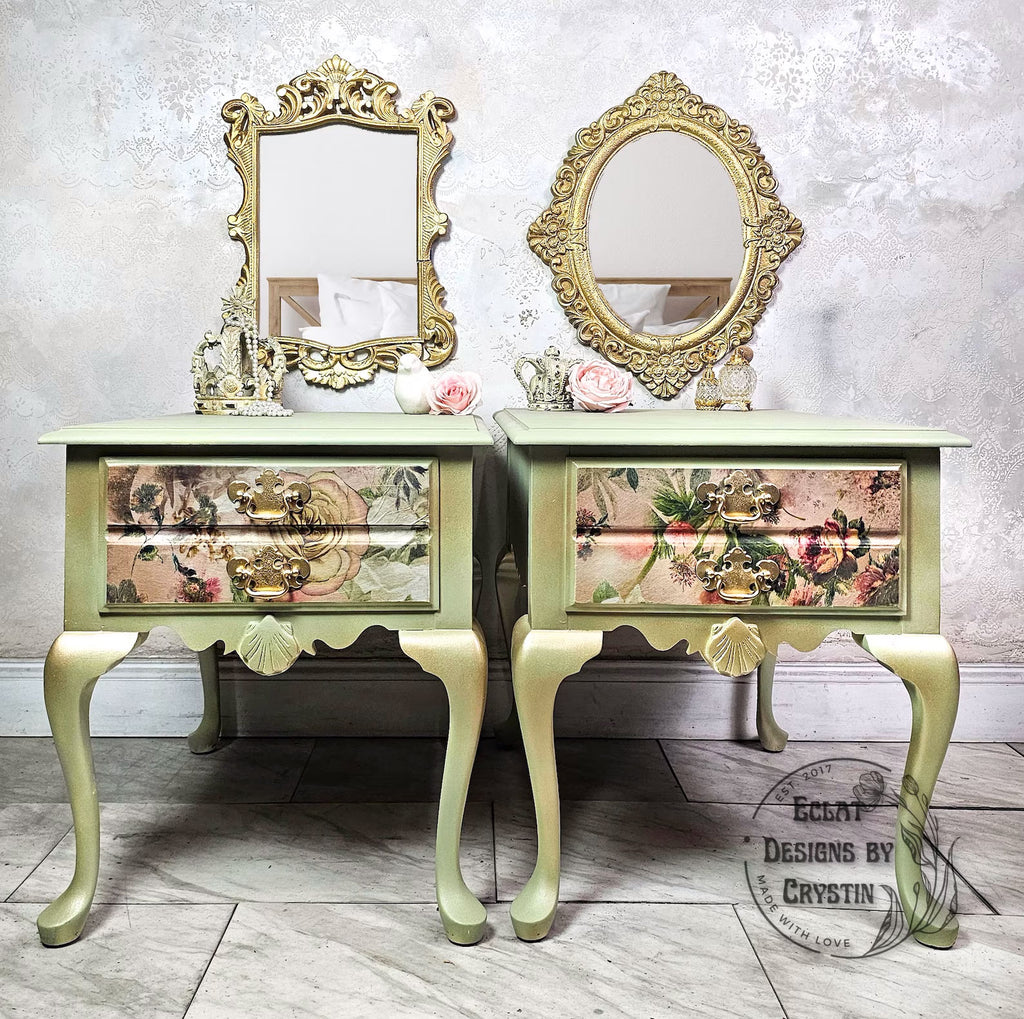 Green Floral End Tables