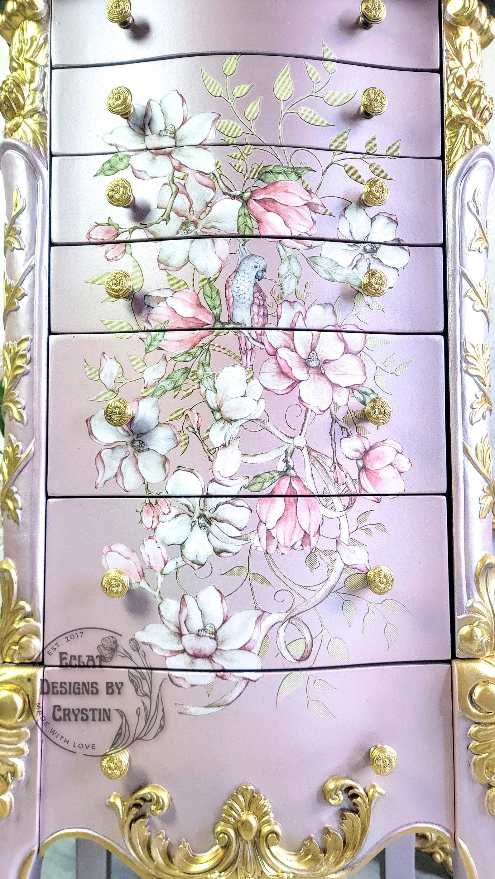 Lavender Love Bird Jewelry Armoire