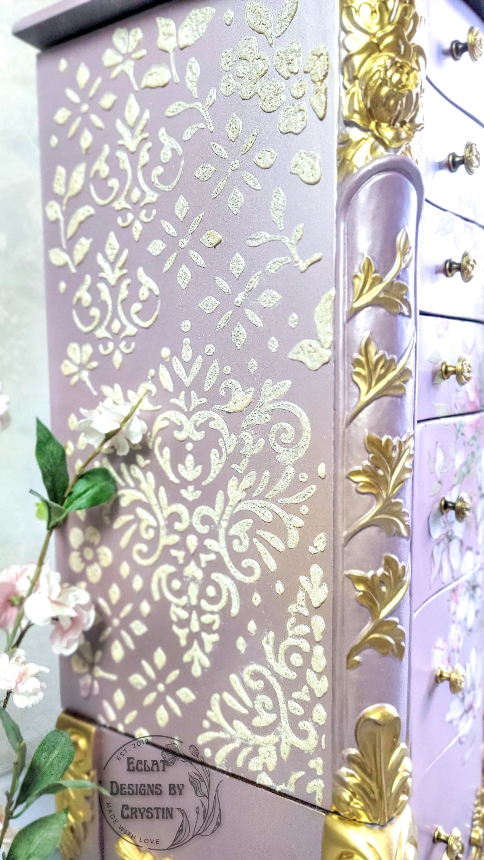 Lavender Love Bird Jewelry Armoire