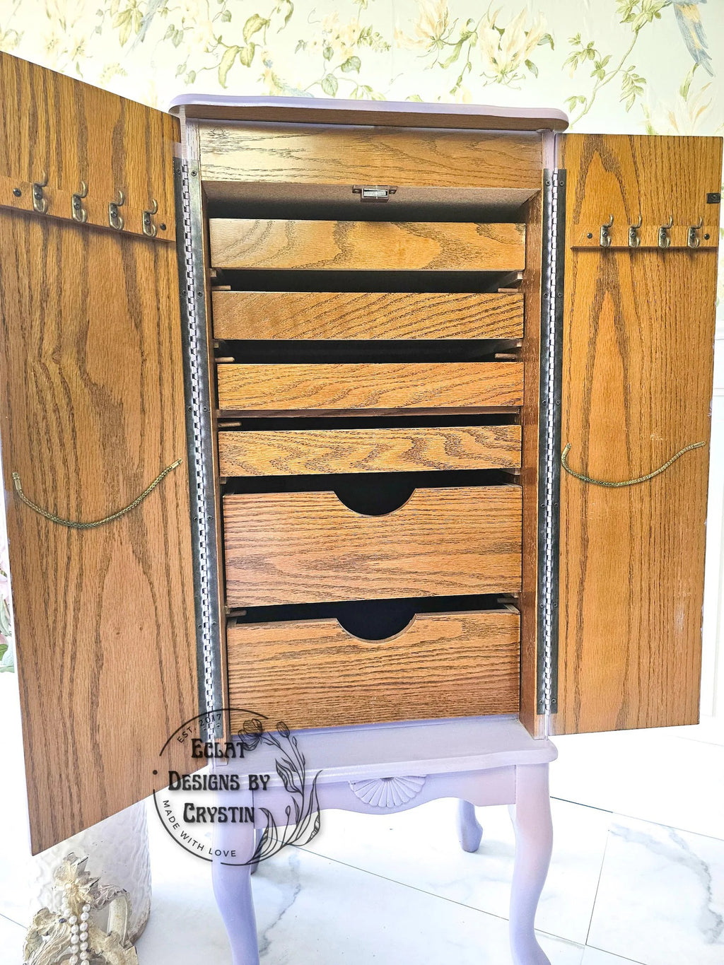 Lavender Spring Floral Jewelry Armoire