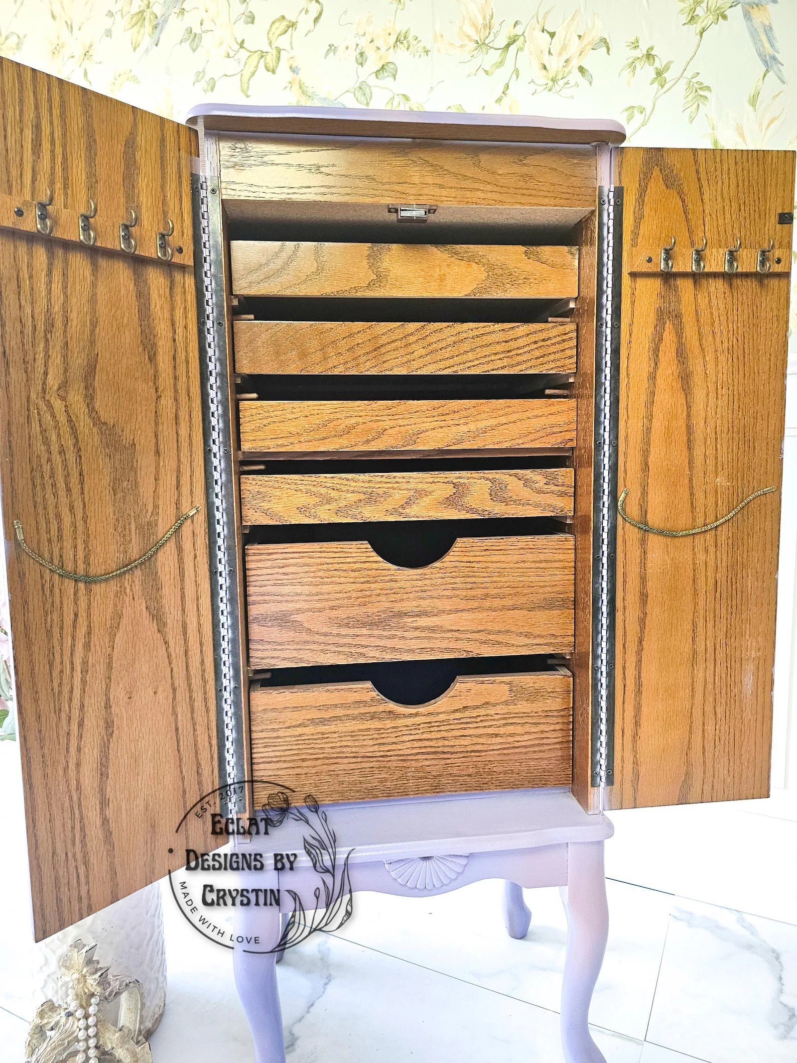 Lavender Spring Floral Jewelry Armoire