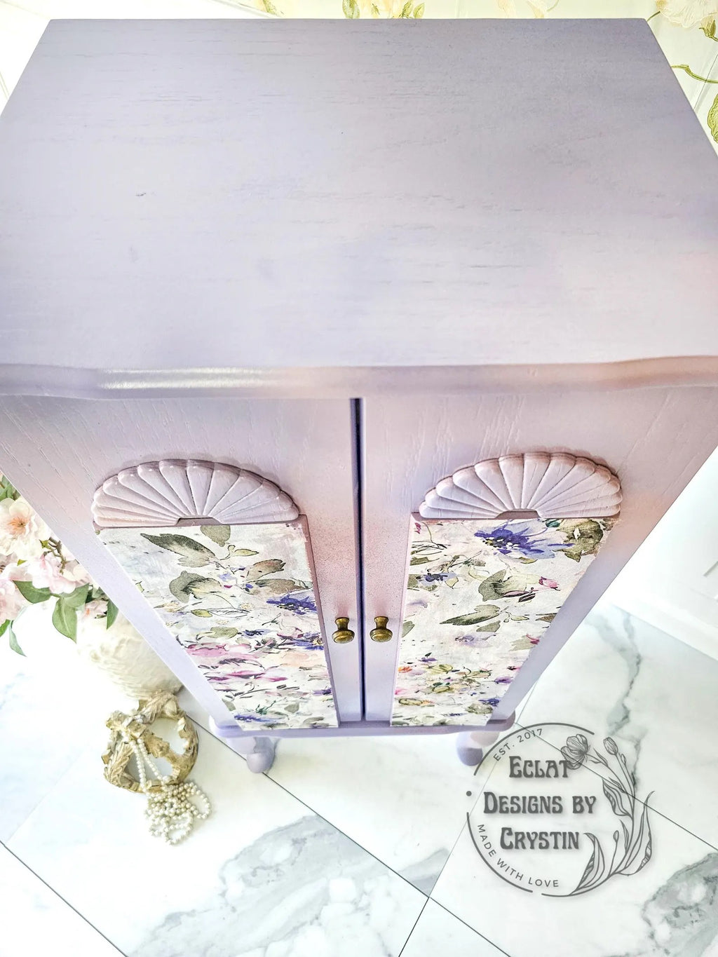Lavender Spring Floral Jewelry Armoire