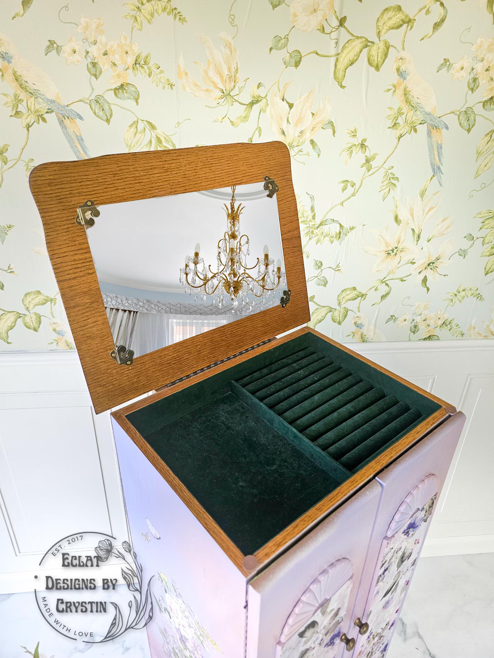 Lavender Spring Floral Jewelry Armoire