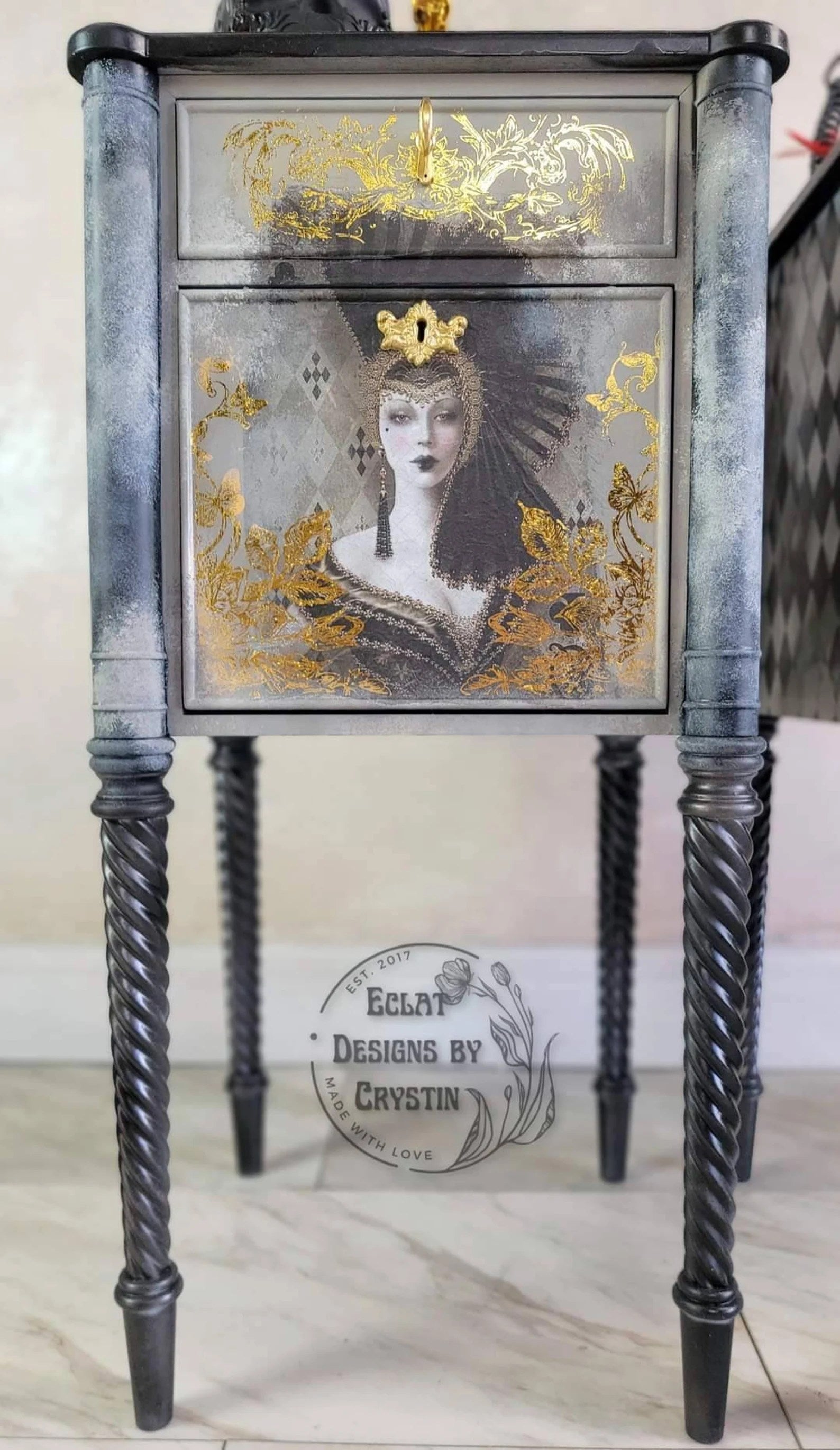 Medieval Red and Black Queen Nightstands