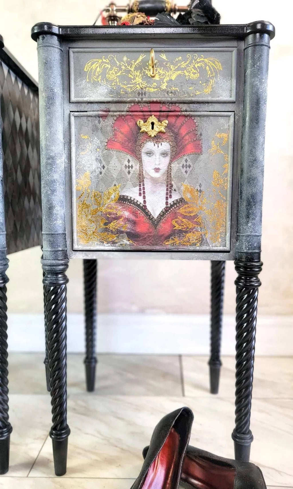 Medieval Red and Black Queen Nightstands
