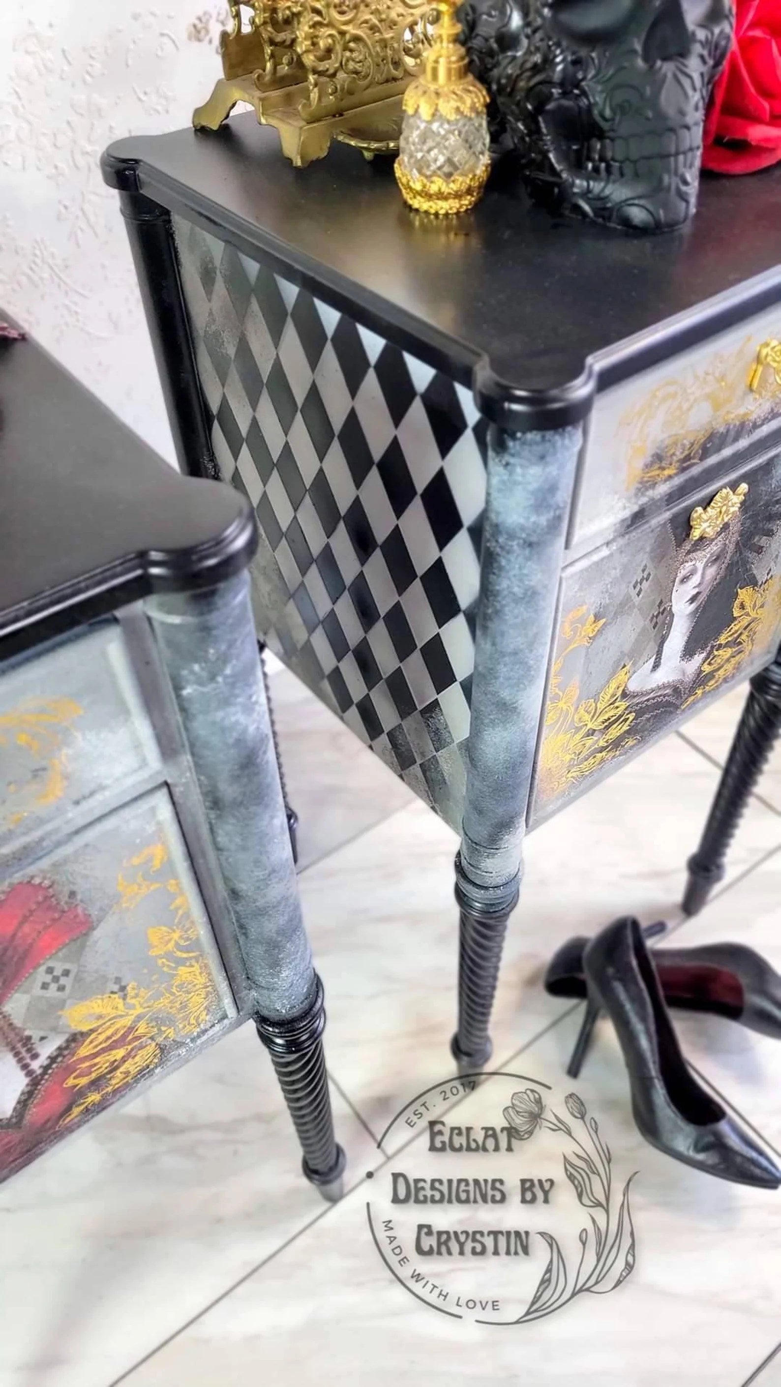 Medieval Red and Black Queen Nightstands