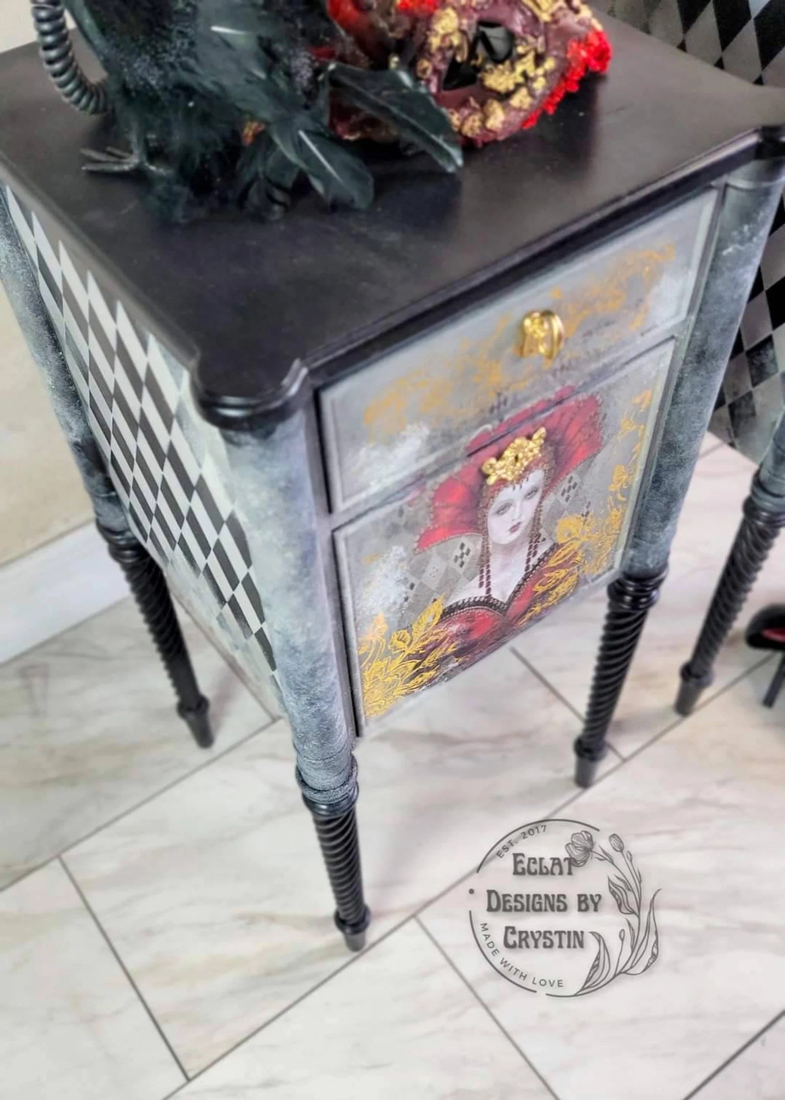 Medieval Red and Black Queen Nightstands