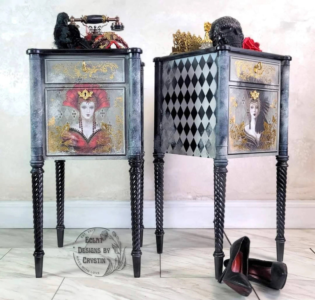 Medieval Red and Black Queen Nightstands