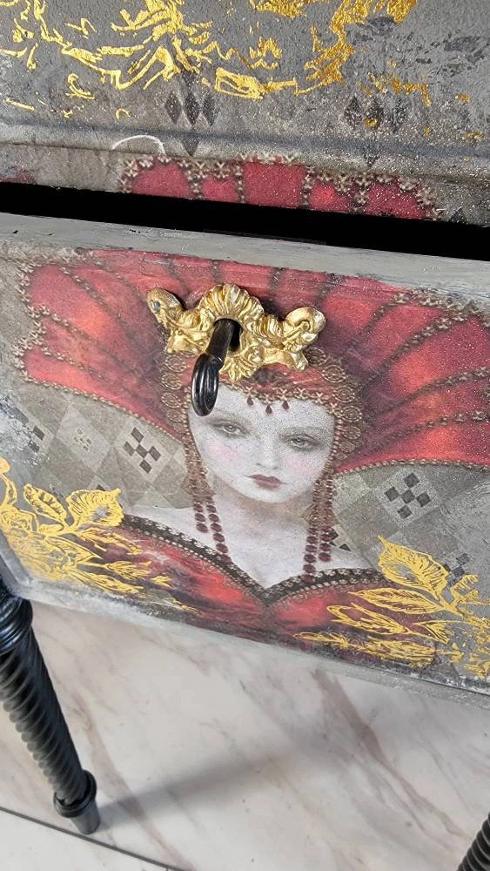 Medieval Red and Black Queen Nightstands
