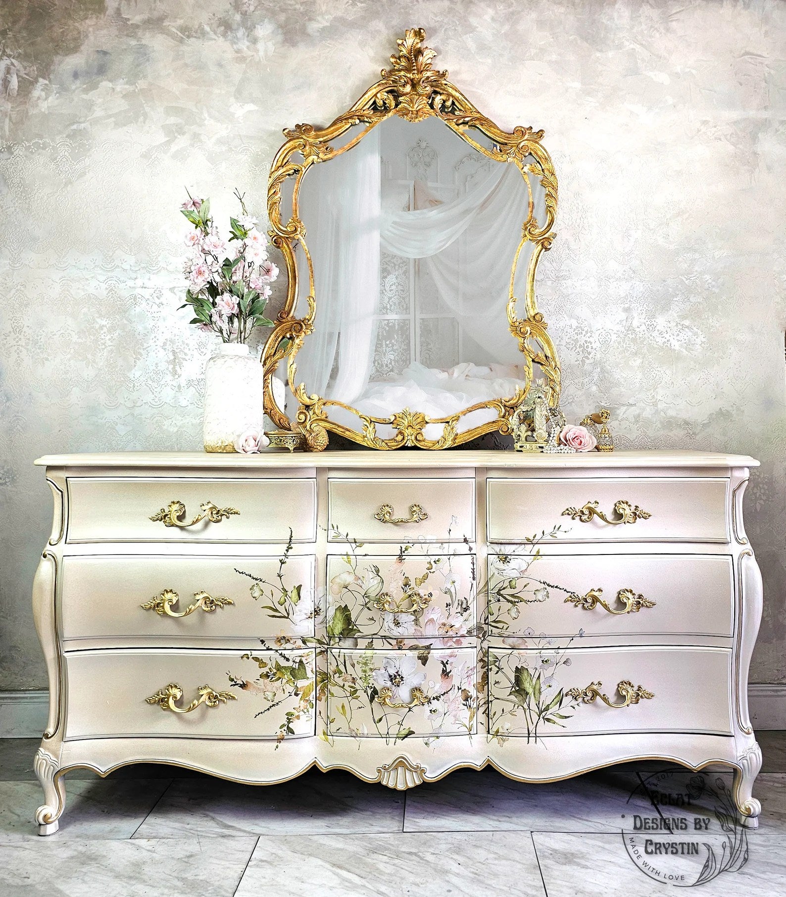 Pearly Floral Dresser