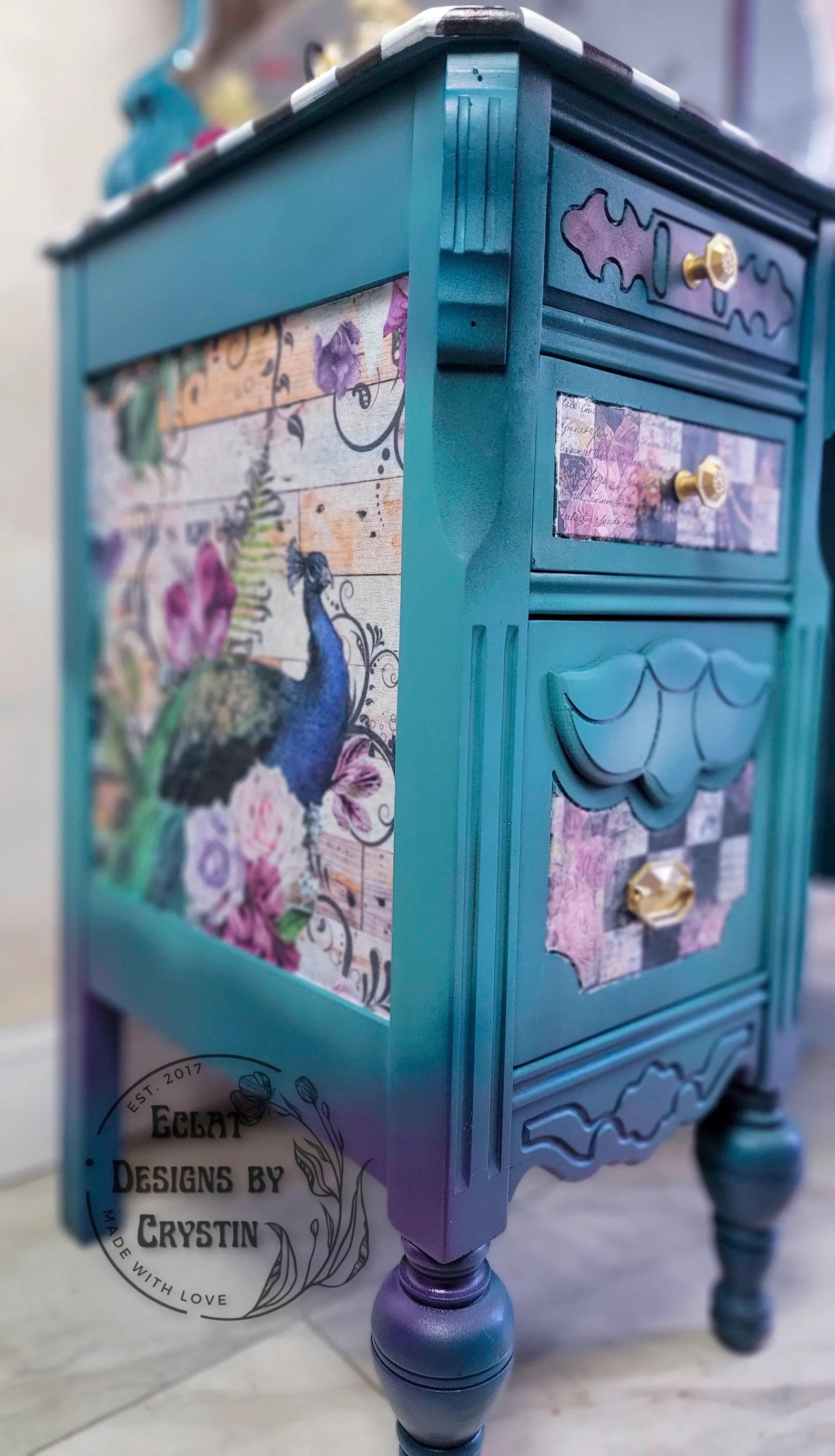 Whimsical Peacock Vanity