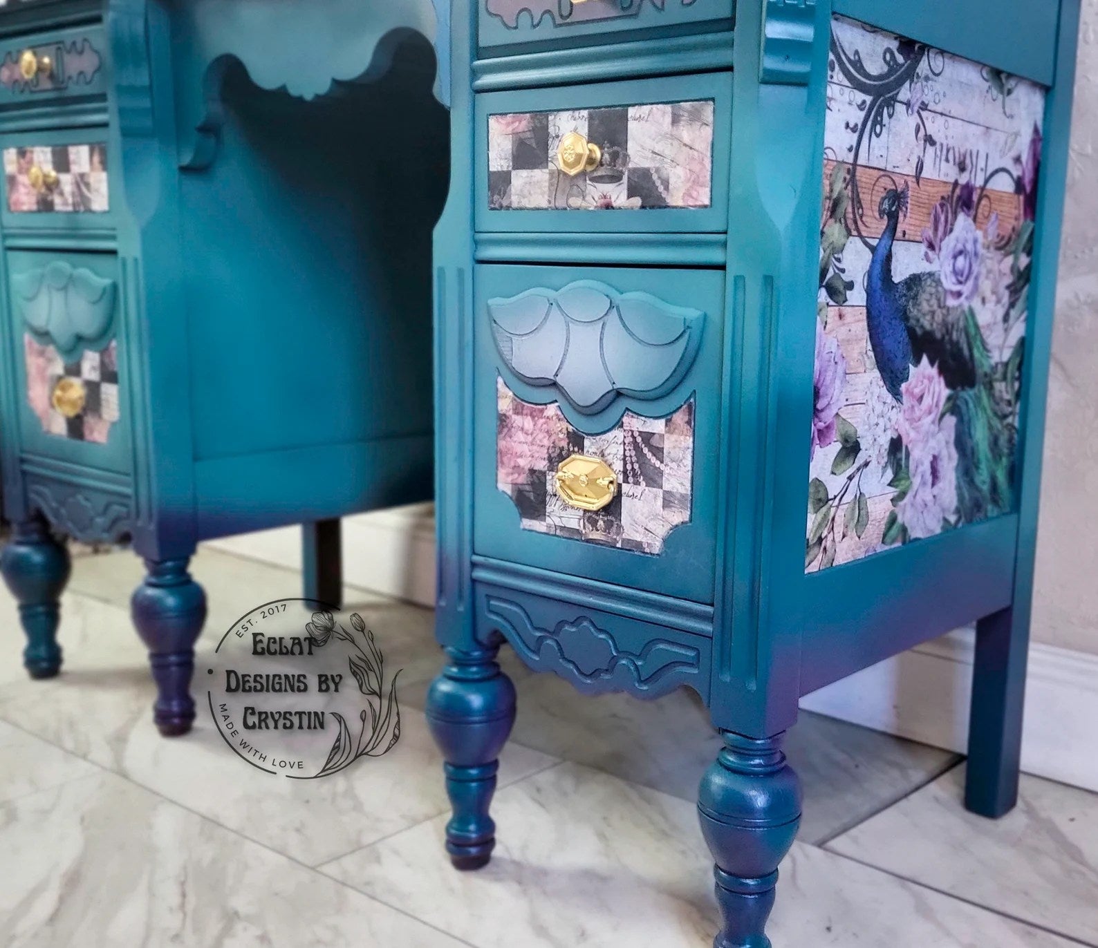 Whimsical Peacock Vanity