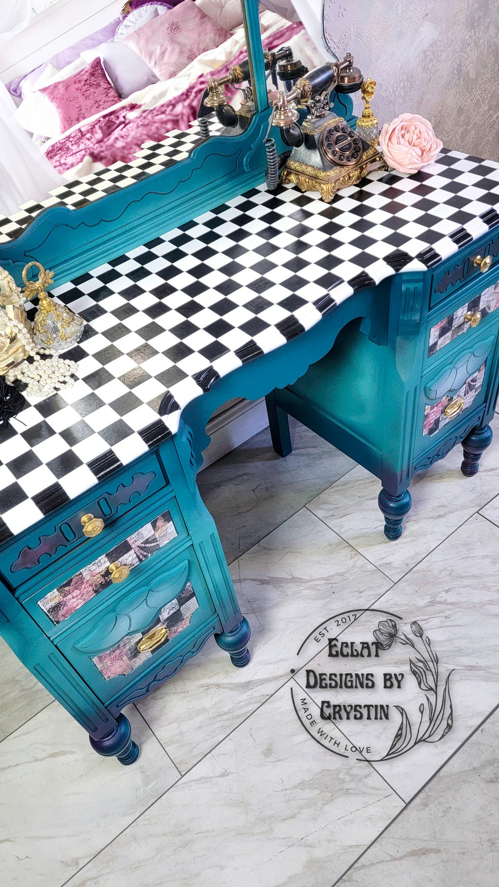 Whimsical Peacock Vanity